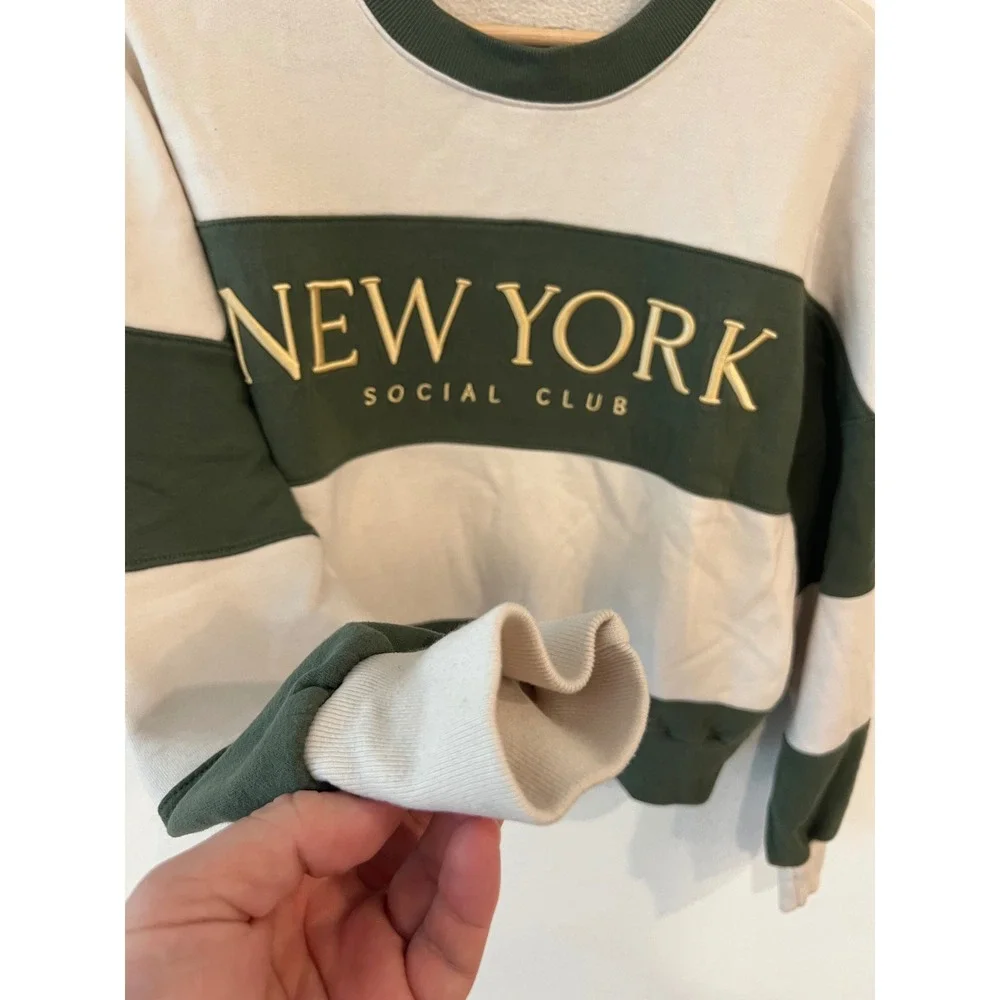 Abercrombie & Fitch Sweatshirt Womens Medium Green New York Social Club Pullover - Picture 6 of 8